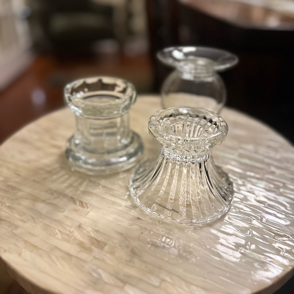 Trio of Glass Candle Holders